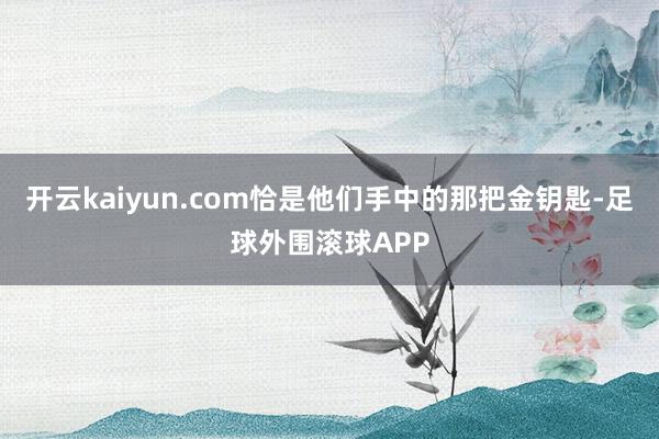 开云kaiyun.com恰是他们手中的那把金钥匙-足球外围滚球APP