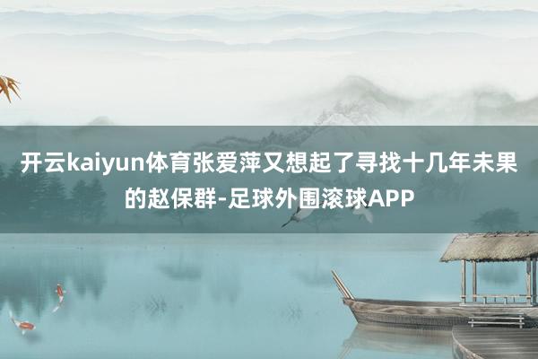 开云kaiyun体育张爱萍又想起了寻找十几年未果的赵保群-足球外围滚球APP