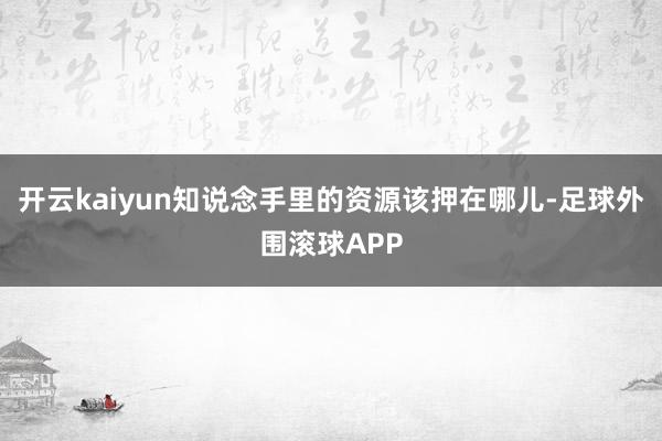 开云kaiyun知说念手里的资源该押在哪儿-足球外围滚球APP