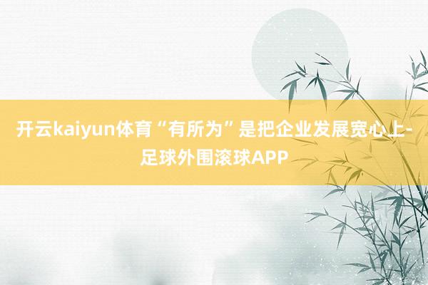开云kaiyun体育“有所为”是把企业发展宽心上-足球外围滚球APP