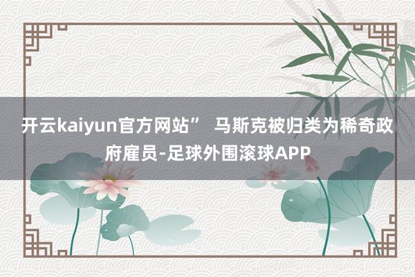 开云kaiyun官方网站”  马斯克被归类为稀奇政府雇员-足球外围滚球APP