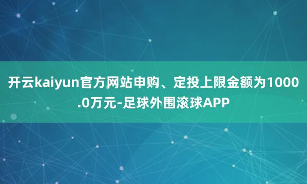 开云kaiyun官方网站申购、定投上限金额为1000.0万元-足球外围滚球APP