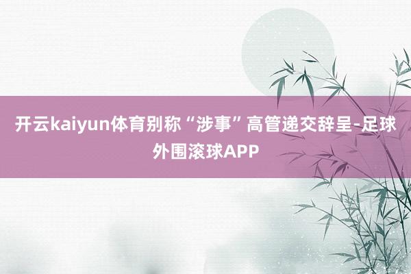 开云kaiyun体育别称“涉事”高管递交辞呈-足球外围滚球APP